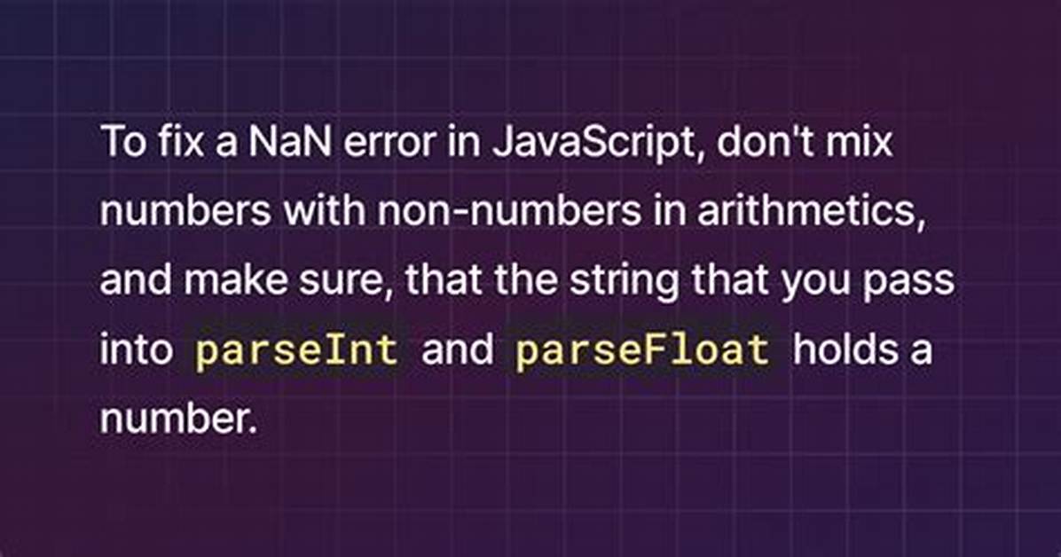 How to Fix Nan Error in Javascript