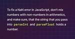 How to Fix Nan Error in Javascript