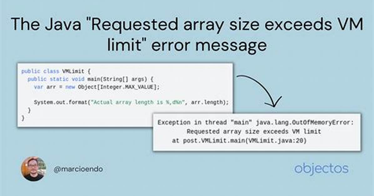 How to Fix "Requested Array Size Exceeds Vm Limit" Error in Java?
