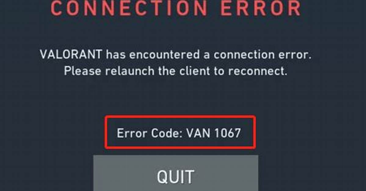 How to Fix Van 1067 Error Code in Valorant