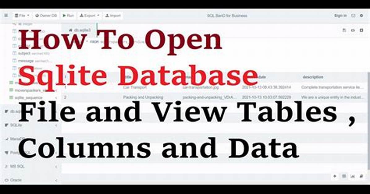 How to Open. Sqlite Files