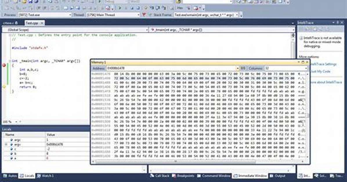 How to Read the Debug Memory Window in Visual Studio