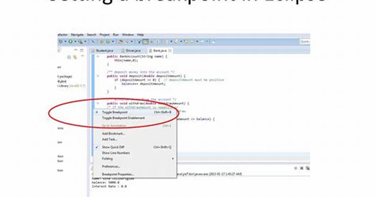 How to Set Breakpoint in Eclipse?