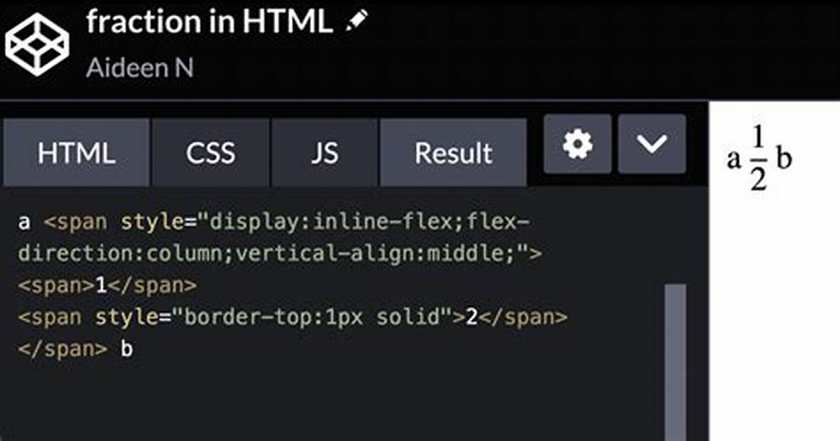 How to Write Fraction Value Using Html?