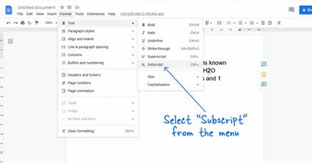 How to Write Subscript in Google Docs?