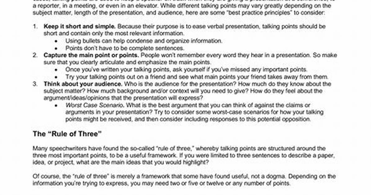 How to Write Talking Points