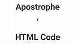 Html Code for an Apostrophe