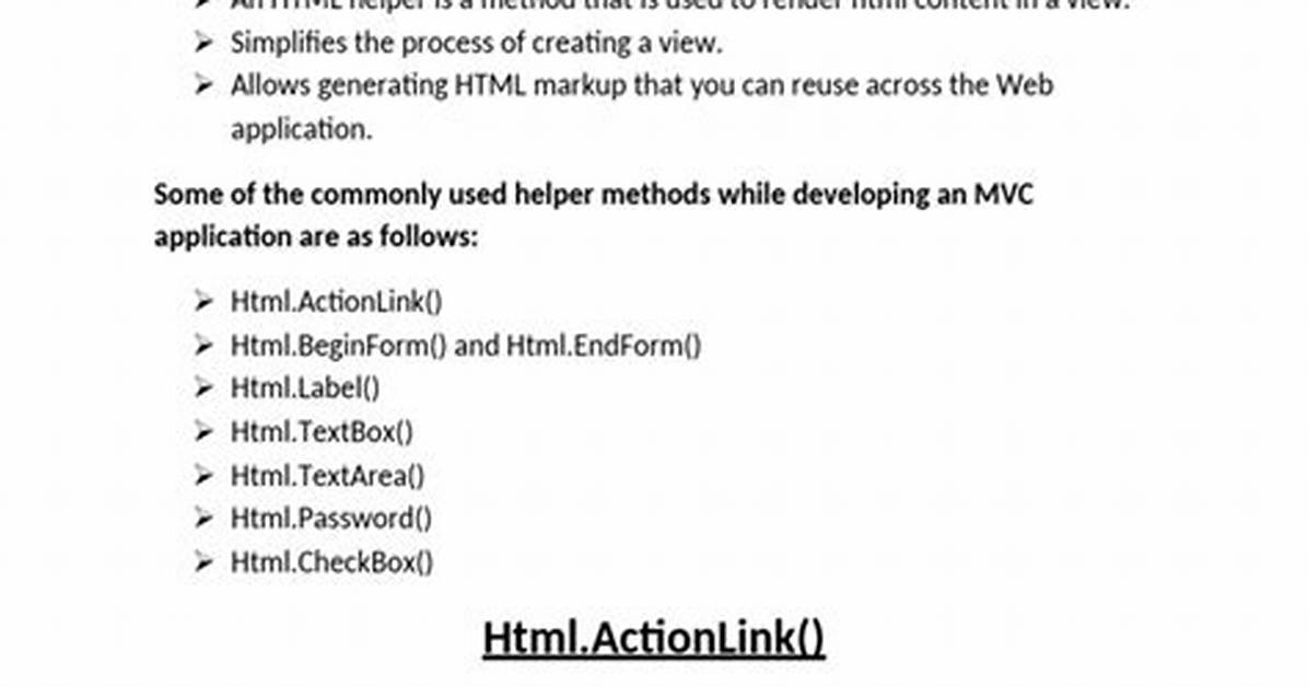 Html Helper For
