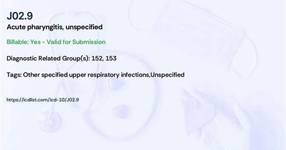 Icd 10 Code for Pharyngitis