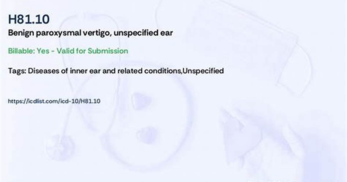 Icd 10 Code for Vertigo Unspecified