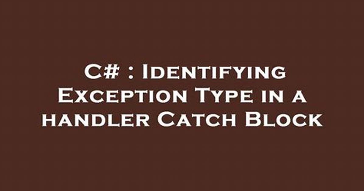 Identifying Exception Type in a Handler Catch Block