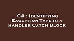 Identifying Exception Type in a Handler Catch Block