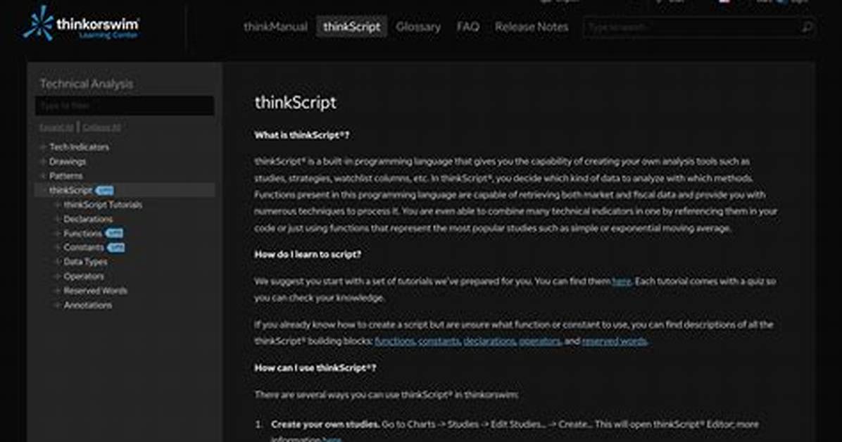 If Statement in Thinkscript