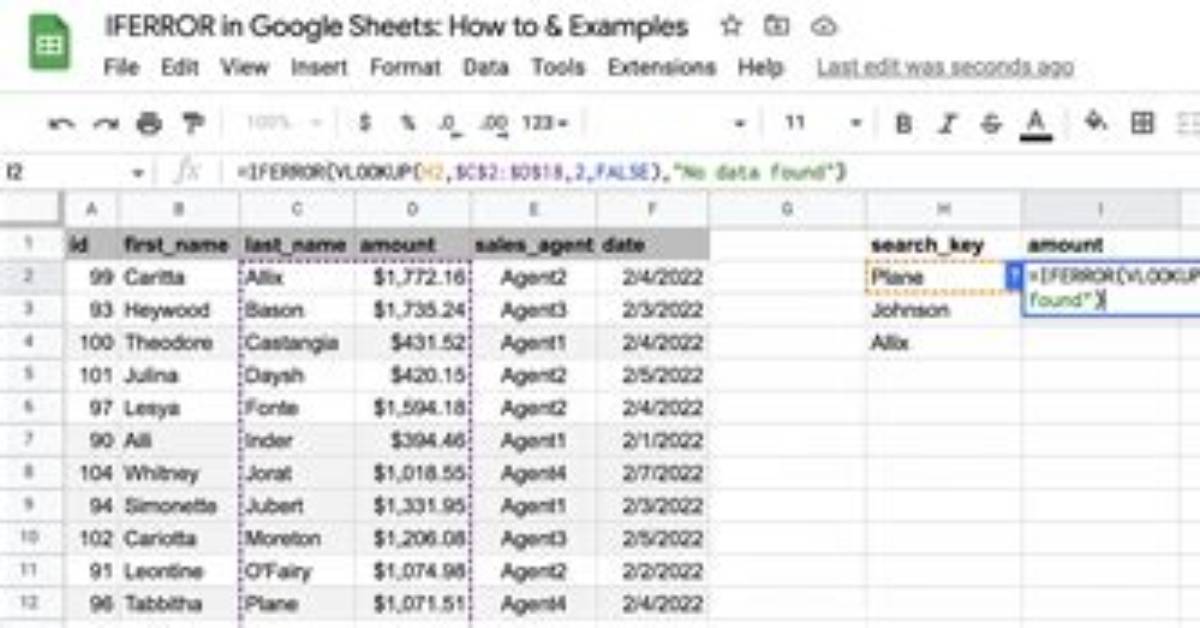 Iferror Google Sheets