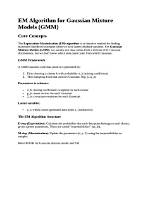 Implementation of Em Algorithm for Gaussian Mixture Models Using Matlab