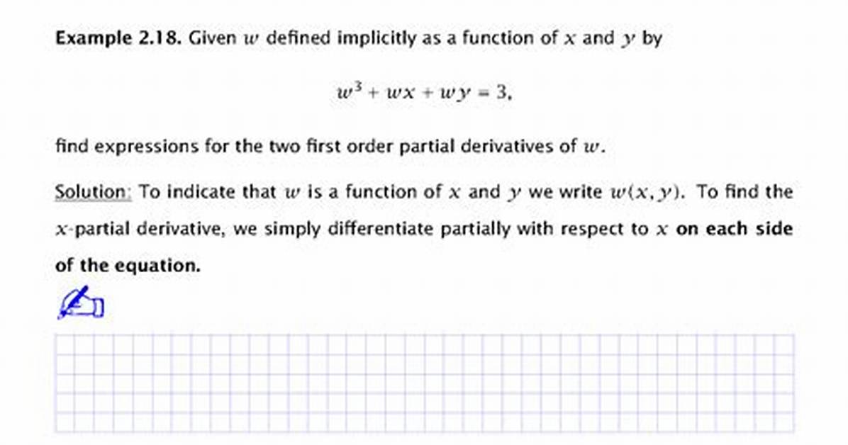 Implicit Second Derivatives Using Partial Derivatives