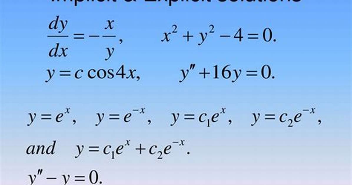 Implicit Solution to a Differential Equation