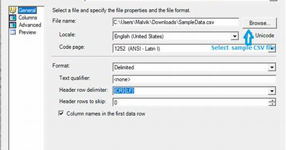 Import Csv File into Sql Server