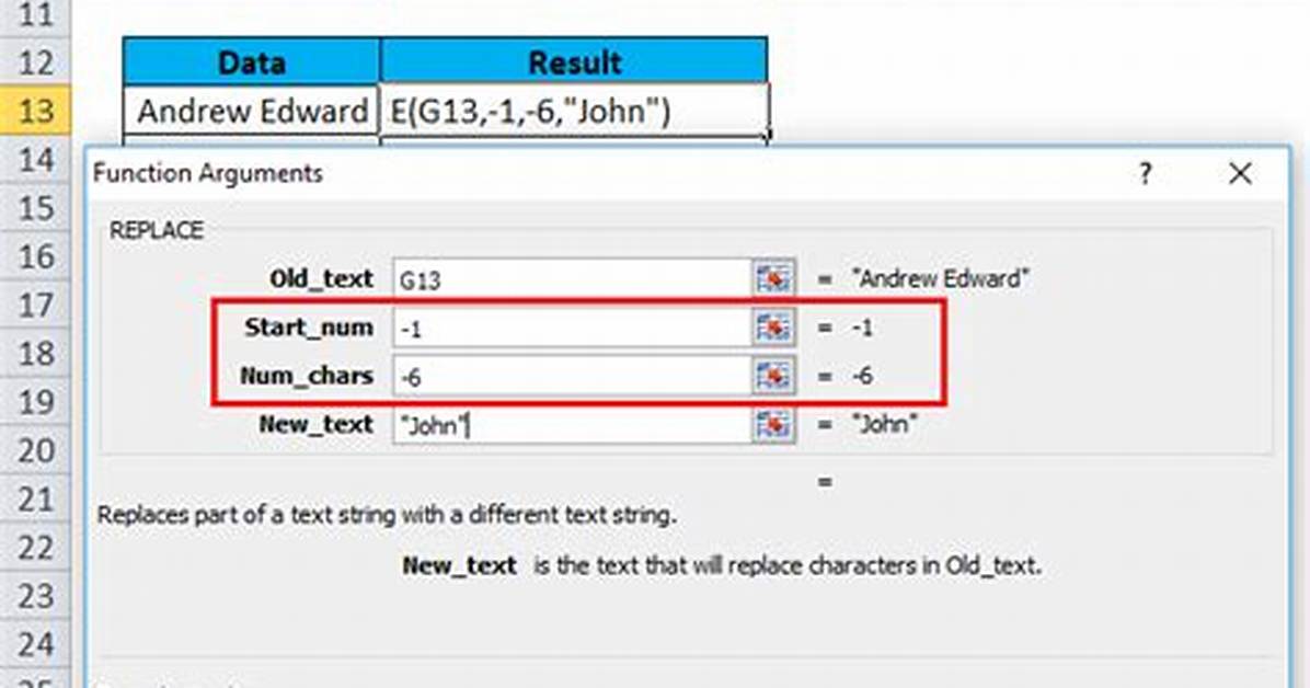 In Excel Replace Formula?