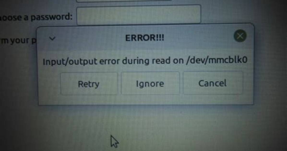 Input/Output Error During Read on /Dev/Sda/