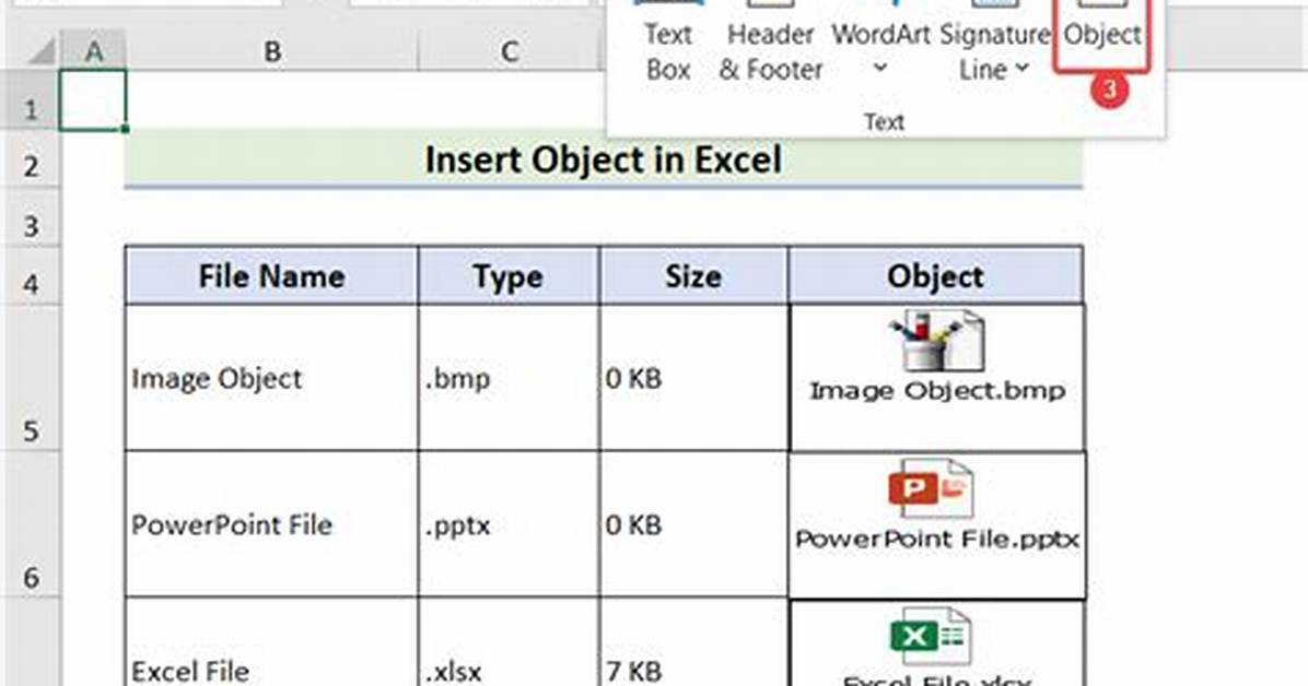 Insert Object in Excel