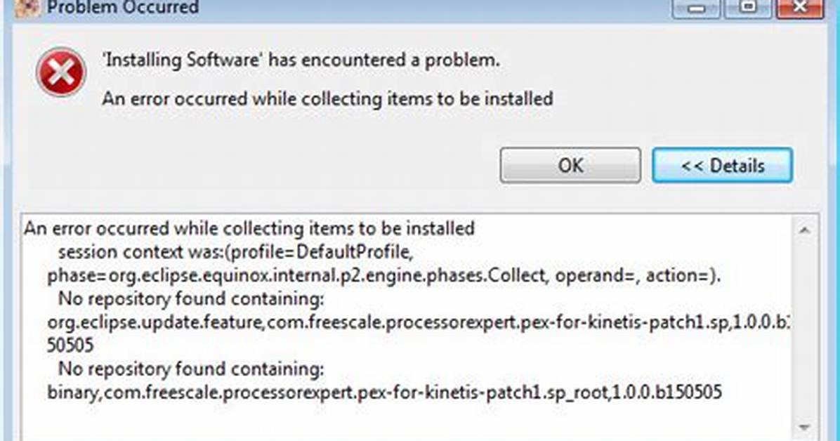Installing Software Has Encountered a Problem