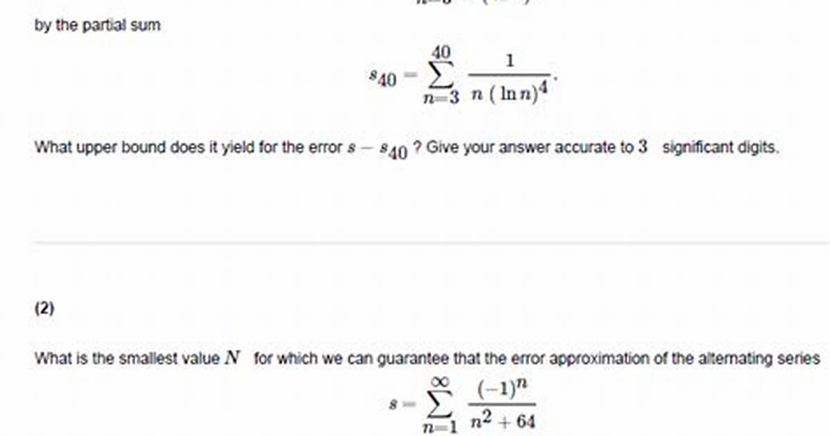 Integral Test Error Approximation