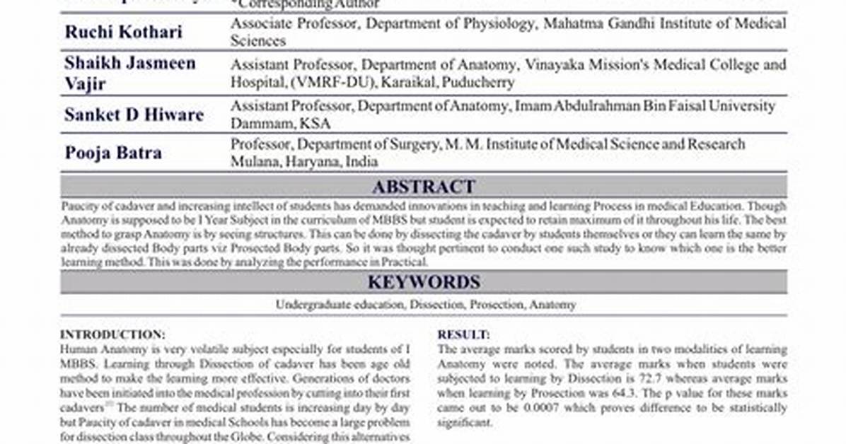 Is Dissection Better Than Prosection?