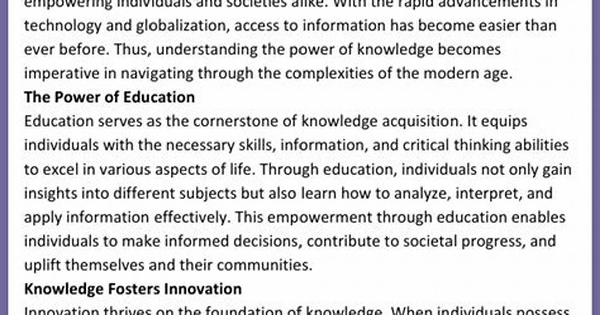 Is Knowledge Power Essay?