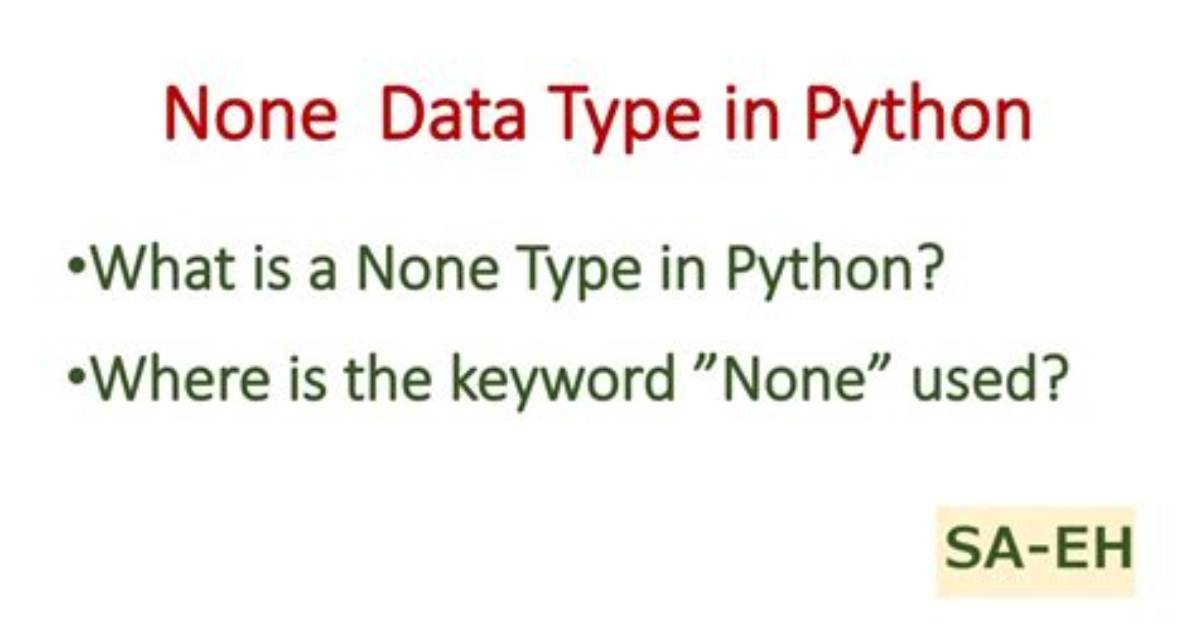 Is None a Data Type in Python?