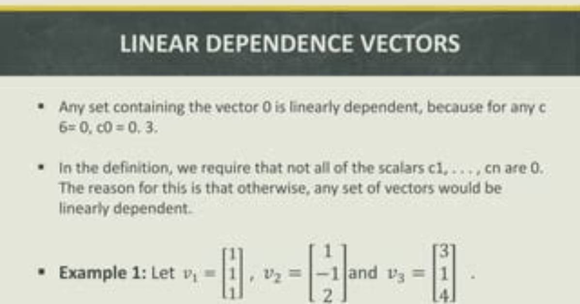 Is Null Vector Always Linearly Dependent?