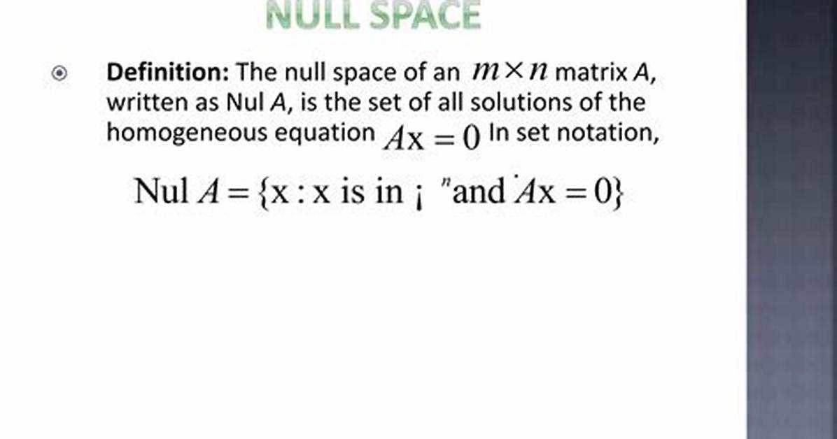 Is Nullity the Same as Null Space?