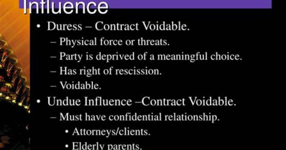 Is Undue Influence Void or Voidable?