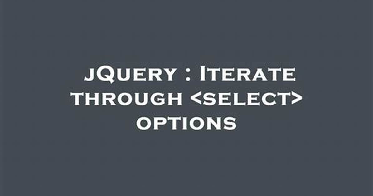 Iterate Through Options
