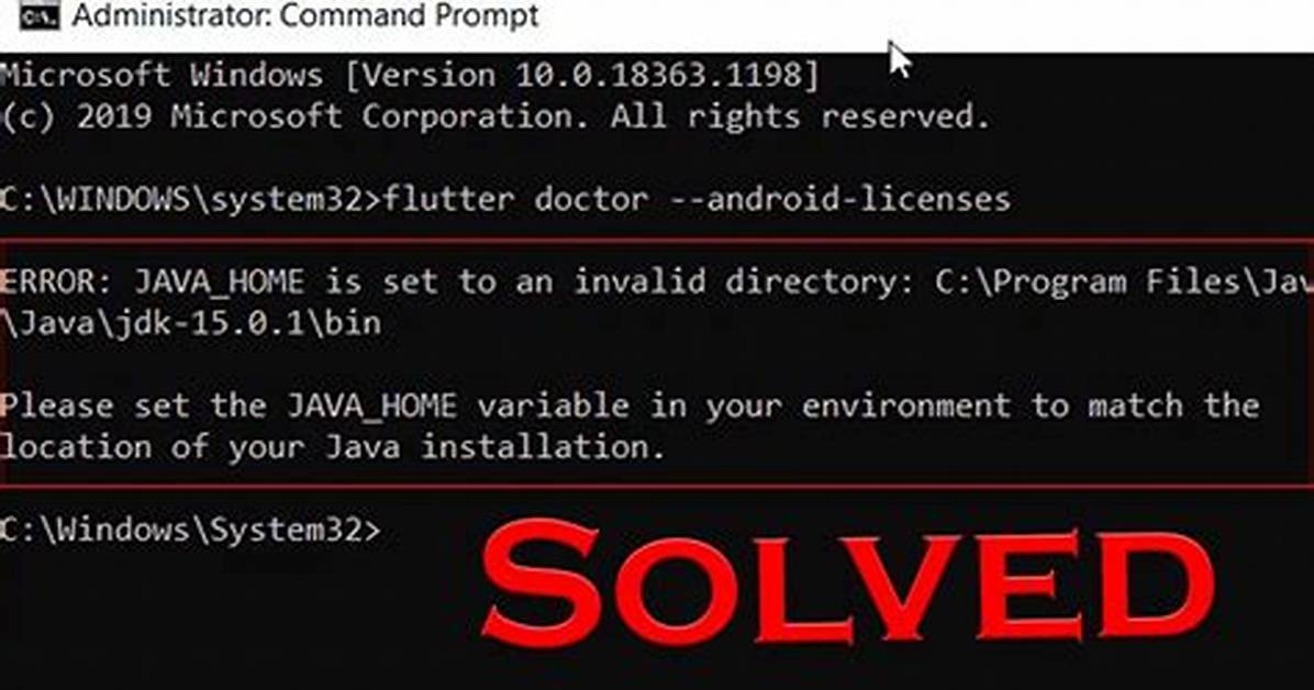 Java_Home Is Set to an Invalid Directory: