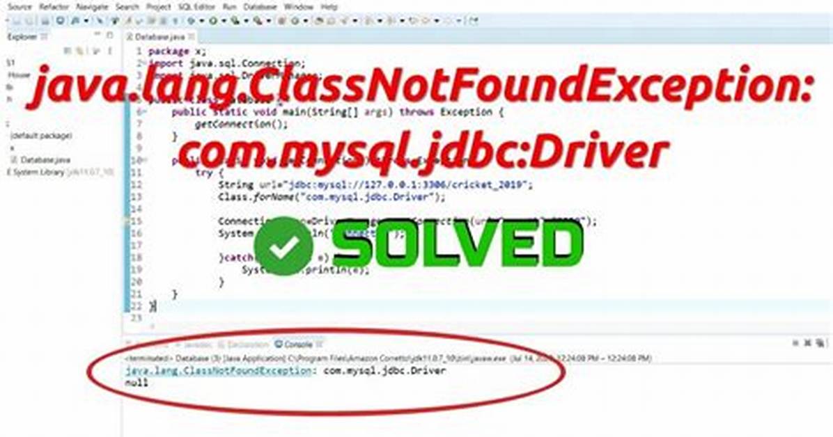 Java. Lang. Classnotfoundexception: Com. Mysql. Jdbc. Driver in Eclipse