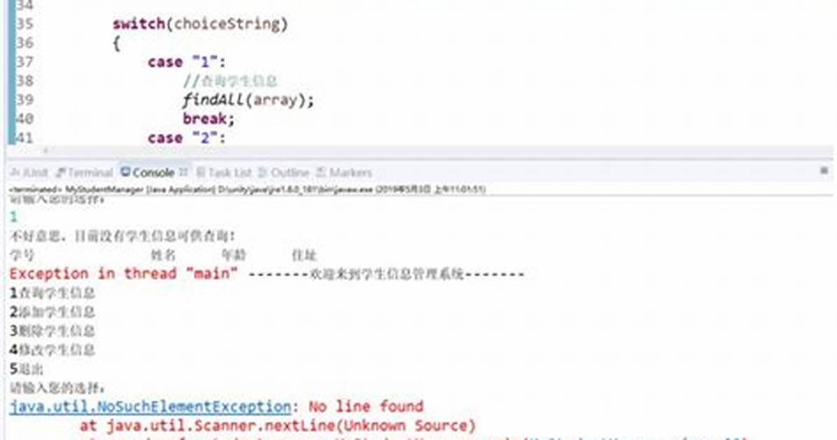 Java. Util. Nosuchelementexception: No Line Found