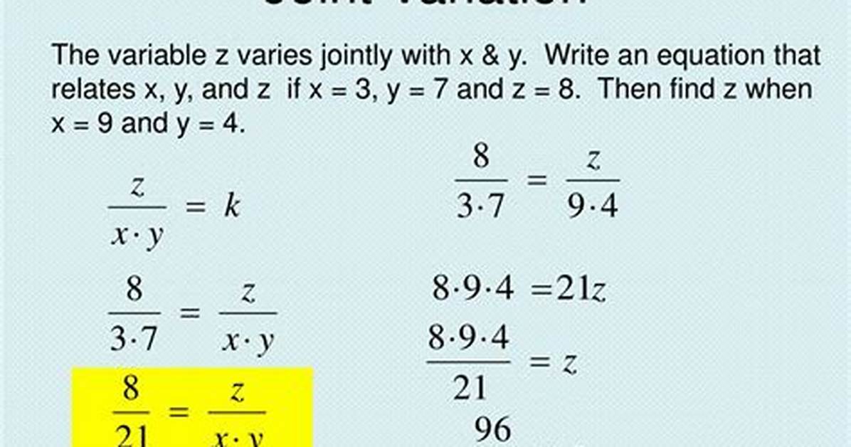 Joint Variation Formula
