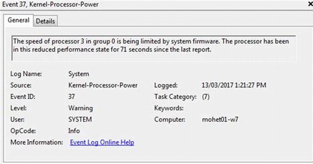 Kernel Processor Power - Event Id 37