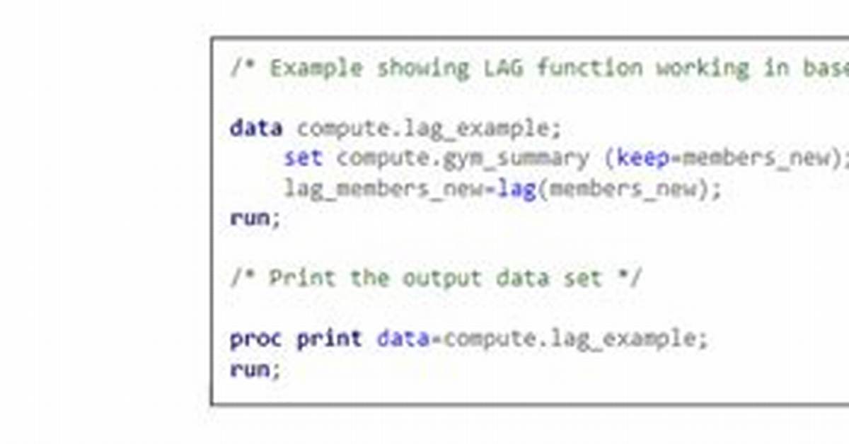 Lag Function in Sas for Checking Previous Value