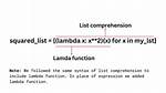 Lambda Function in List Comprehensions