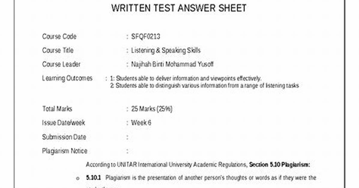 Lengthy Written Test Answer