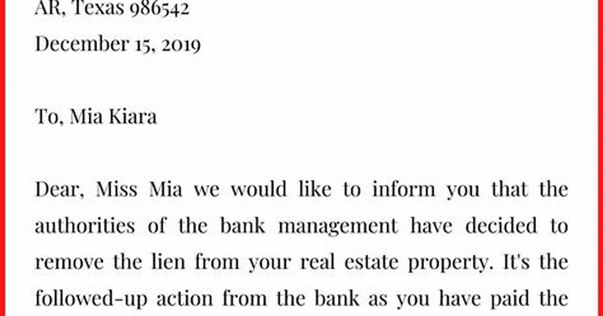 Lien Release Letter