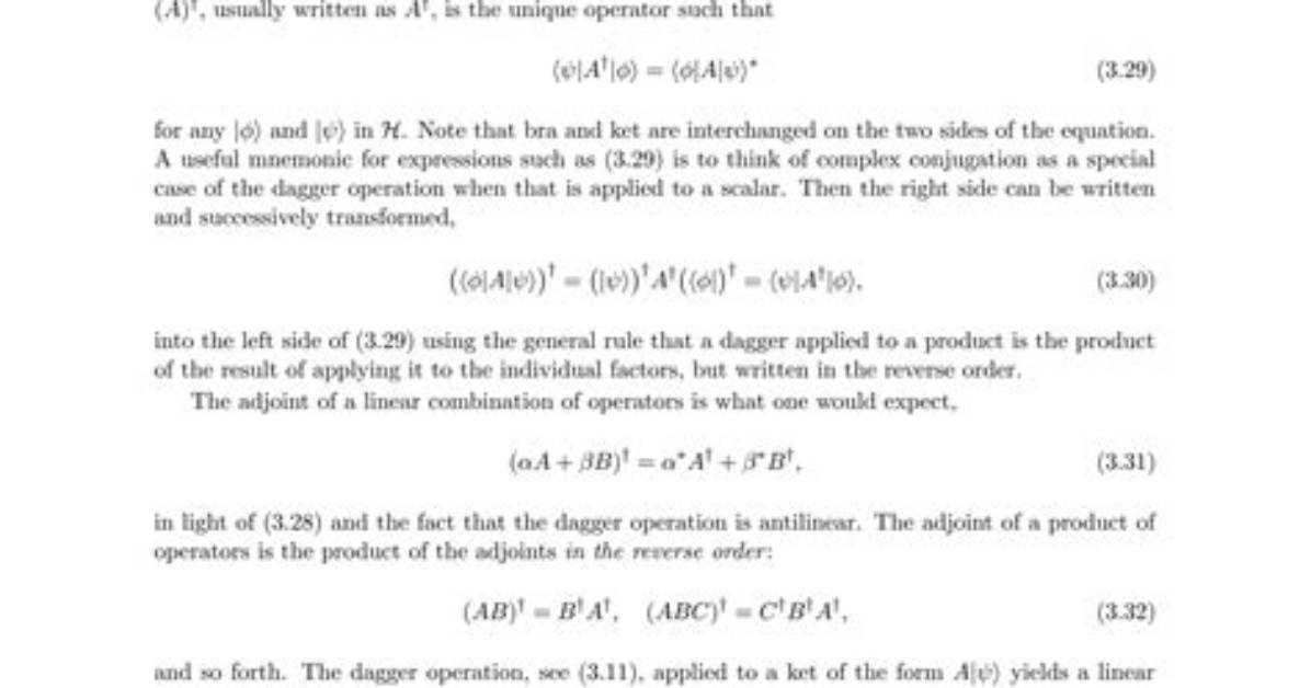 Linear Algebra Notation: a-Dagger