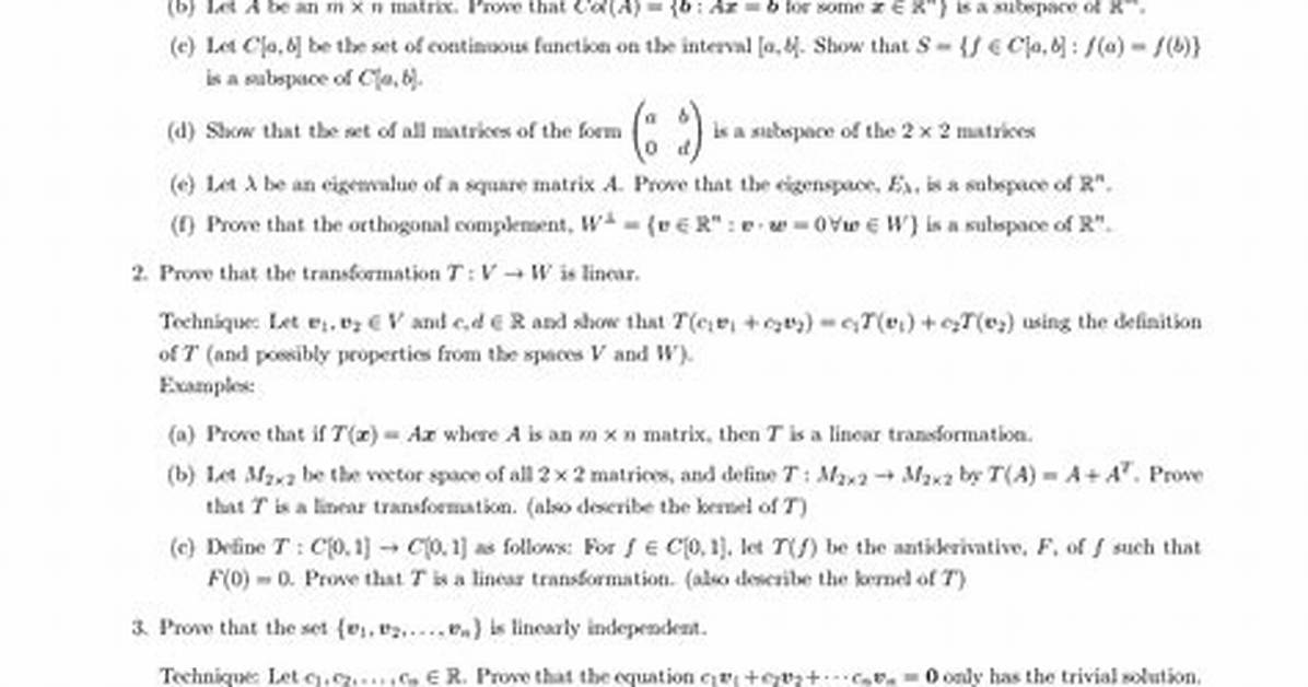 Linear Algebra Proofs