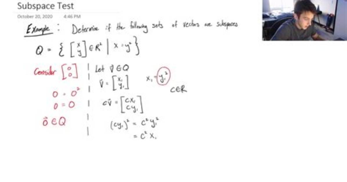 Linear Algebra Subspace Test