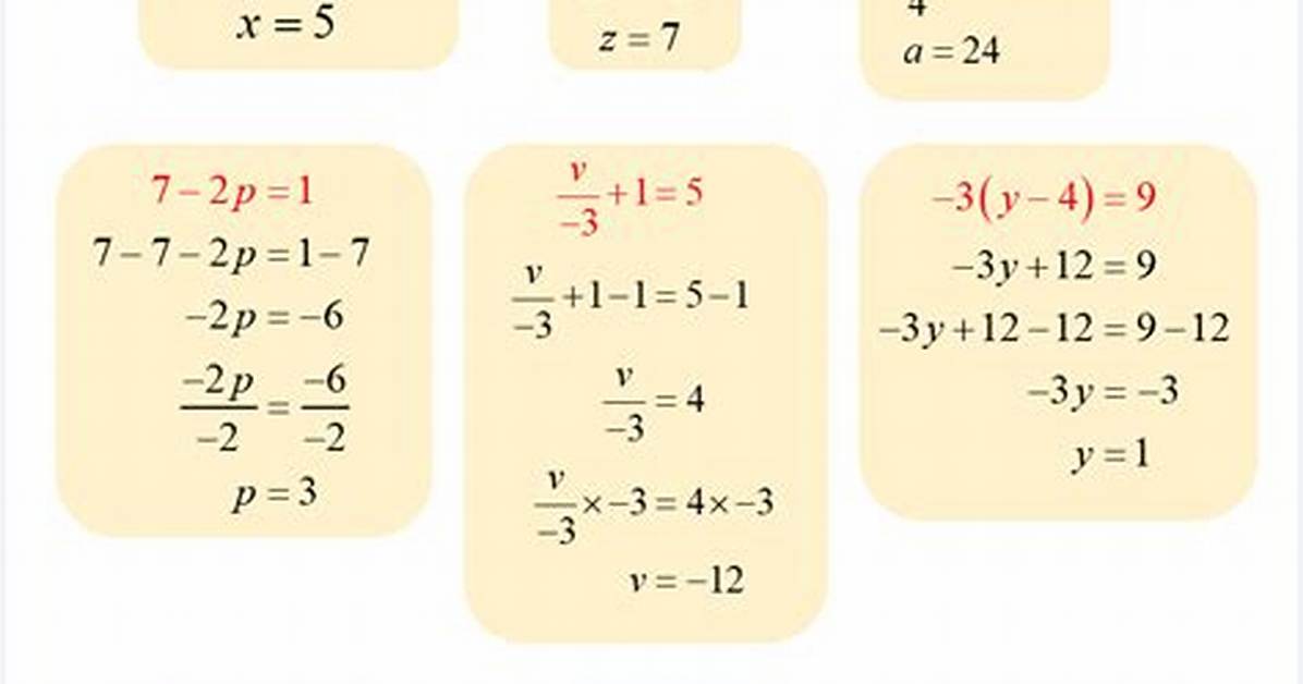 Linear Equations in One Variable Examples