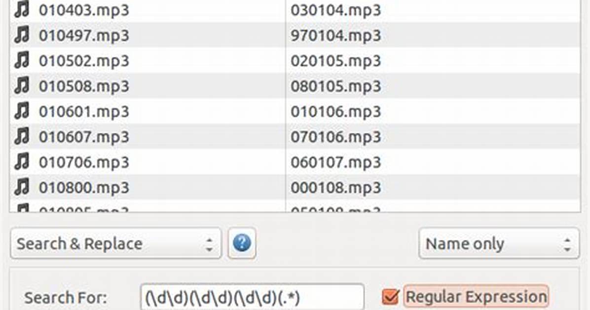 Linux Gui Regular Expression File Renamer (With Substitution)