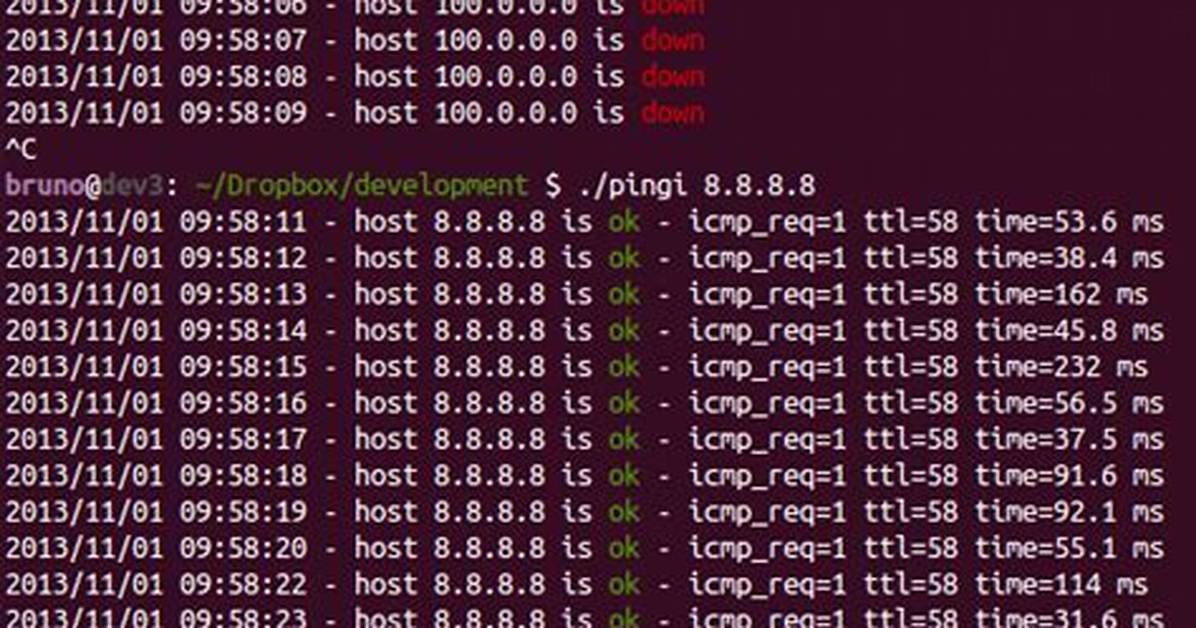 Linux Ping: Show Time Out