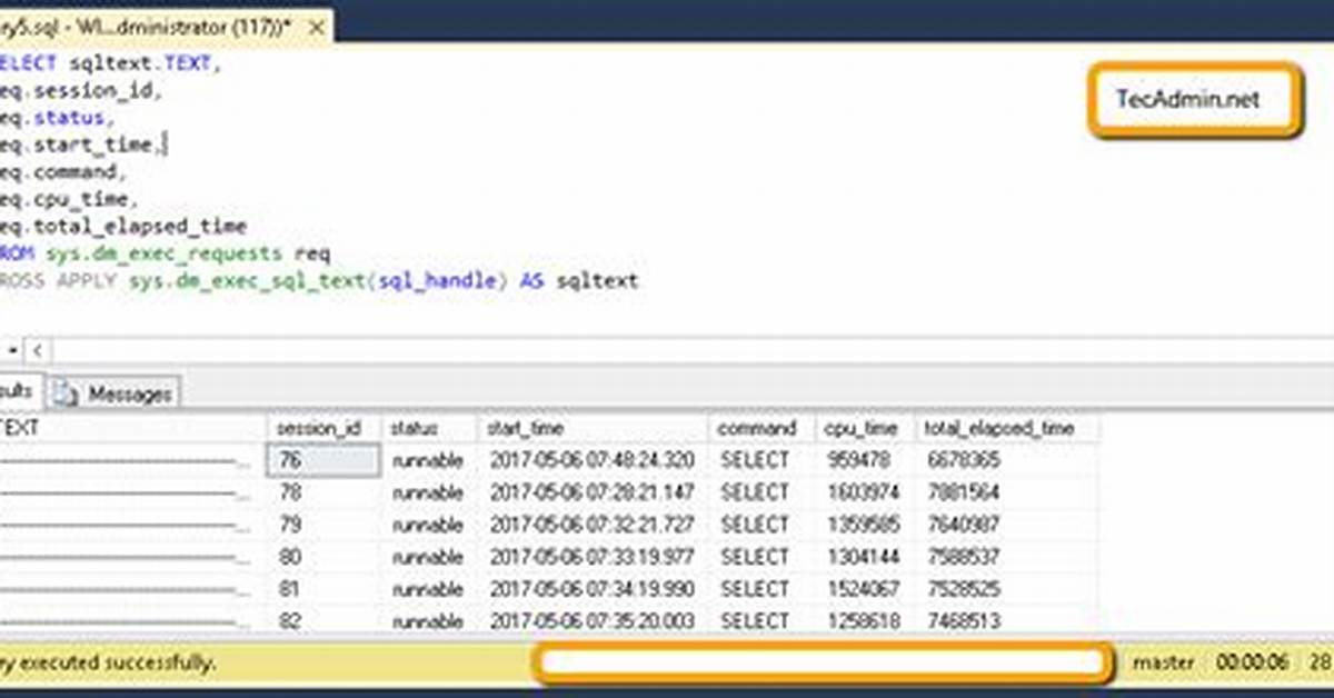 List the Queries Running on Sql Server